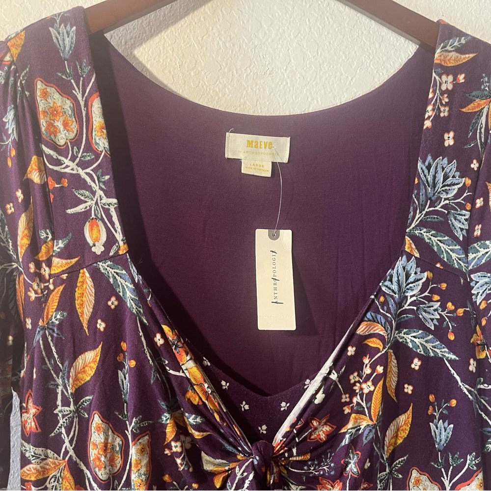 NWT! Anthropologie Maeve Beloved Purple Floral Midi Dress - Picture 5 of 12